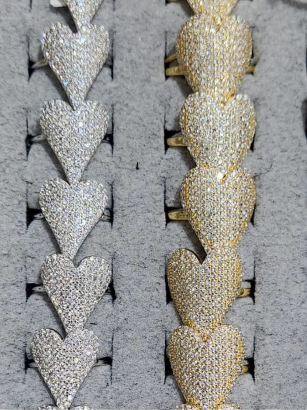 Pavé Heart Statement Rings - Gold and Silver